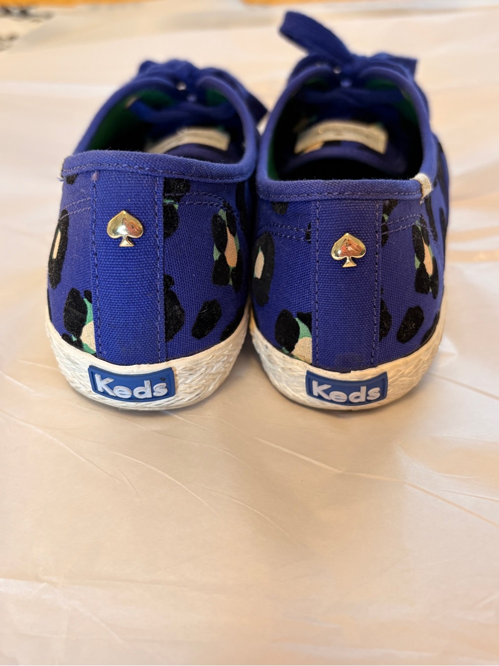 Kate Spade x Keds Blue Leopard Print Pointer Sneakers Canvas Flats Size 7 - Picture 4 of 12